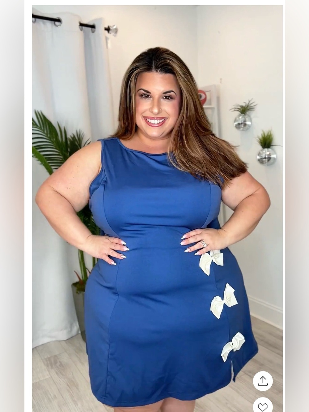 Plus Bow Accent Mini Dress